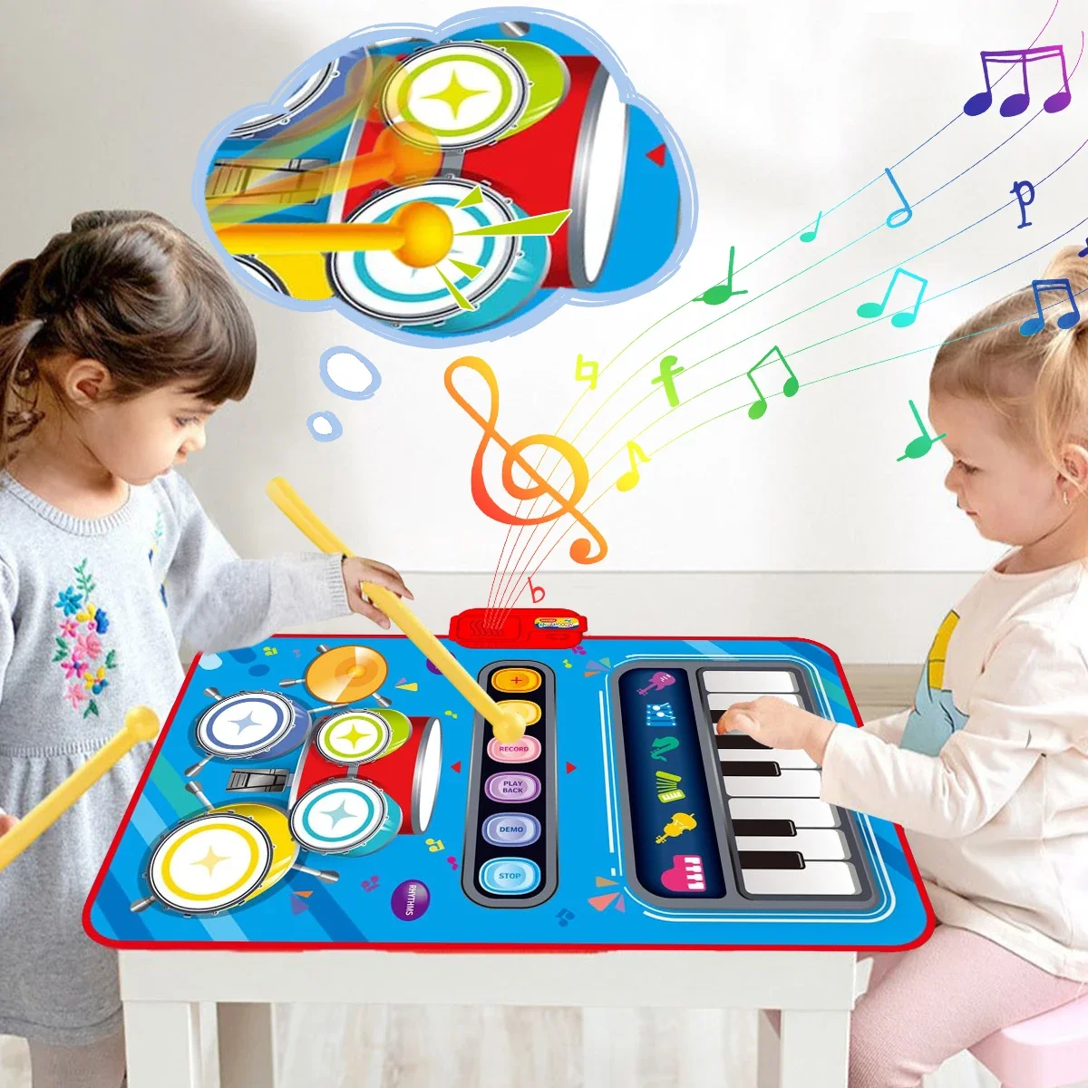 Jouets musicaux pour tout-petits, clavier de piano, batterie de jazz, polymère de jeu mentaires oriel, jouets éducatifs, 2 en 1