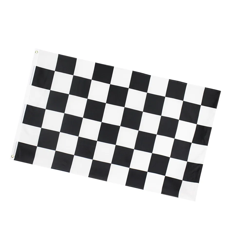 Racing Signal Flag Black White Grid Classic Polyester Cheering Flag Hangable for Racing Motorcycle Game Event Supplies