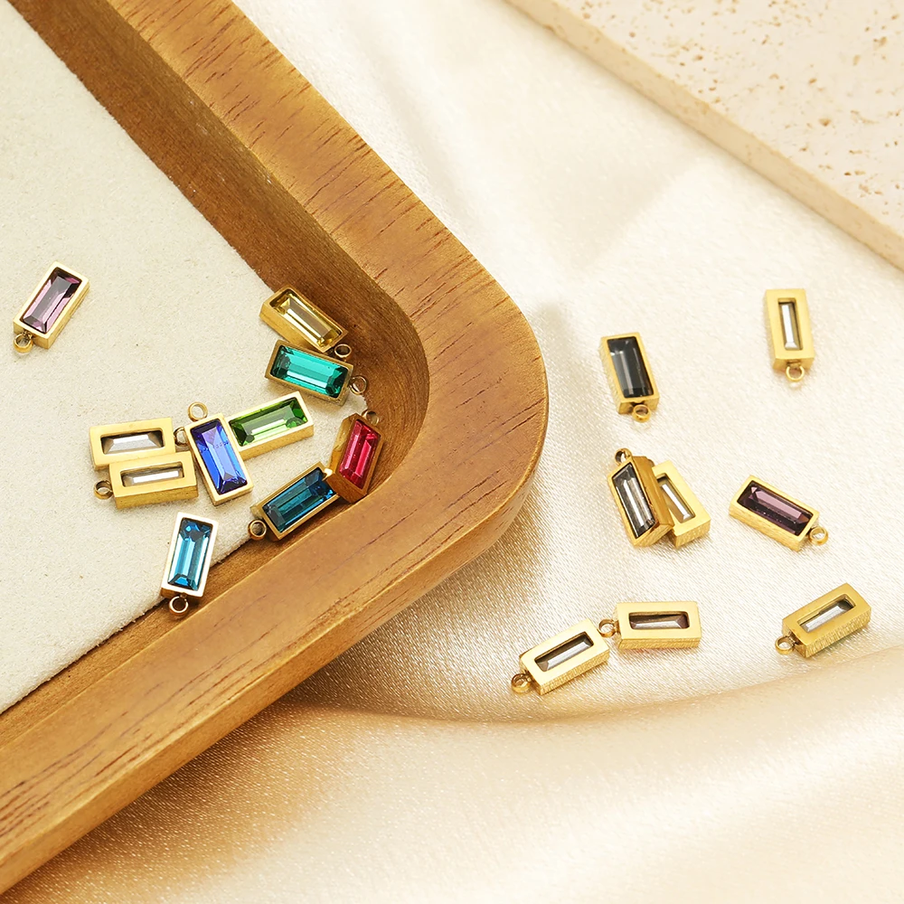 5 Stück rechteckige Brillenanhänger aus Edelstahl, kleine exquisite Anhänger für DIY-Schmuckherstellung, zur Herstellung von Halsketten, Armbändern und Ohrringen. – Detail 5