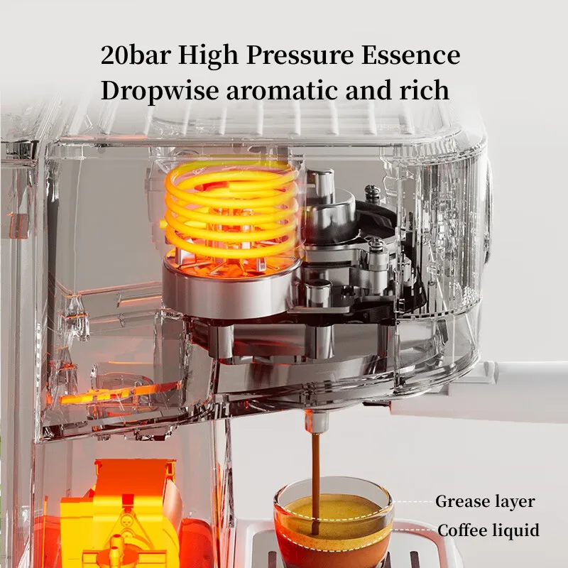 Espresso Coffee Machine 20bar High Pressure Constant Temperature Extraction Steam Milk Foam Machine NTC Temperature Control