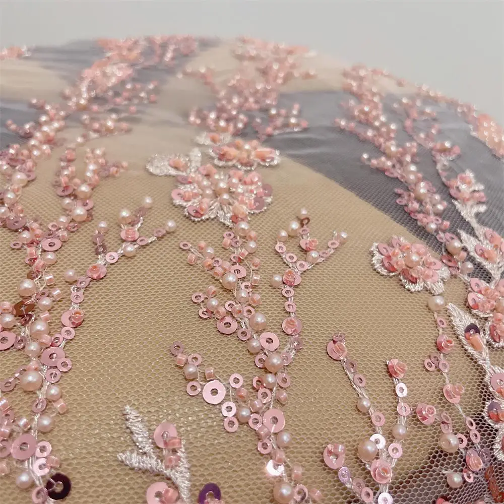 10 Farben 3D Perlen Spitzenstoff Glänzende Pailletten Hochzeitskleid Braut Hochzeitskleid DIY Dekorativer Stoff Spitze RS4876 – Detail 7