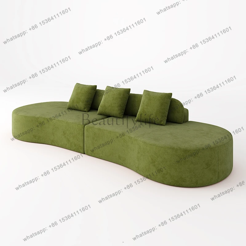 Modern simple vacuum compression curved sofa integrated pure sponge fabric sofa
