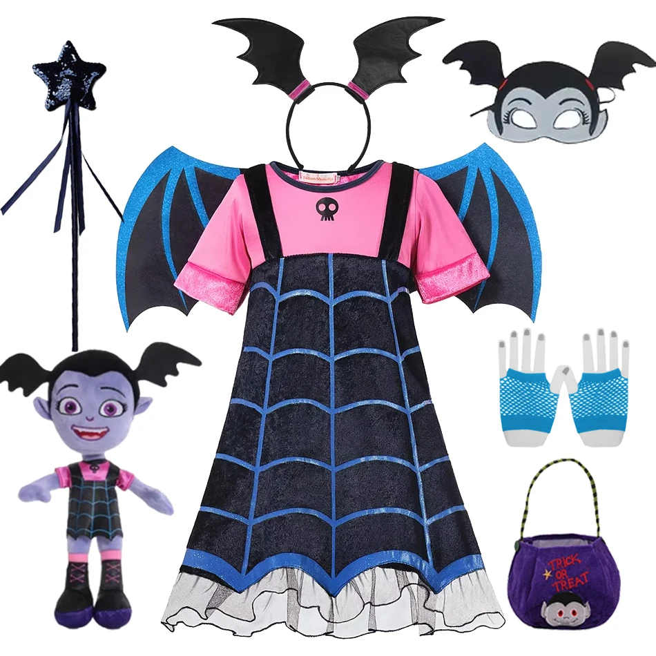 2026 New Girl Halloween Cosplay Dress Princess Dress Up Children Costume Carnival Party Disguise Vampiro Costuem