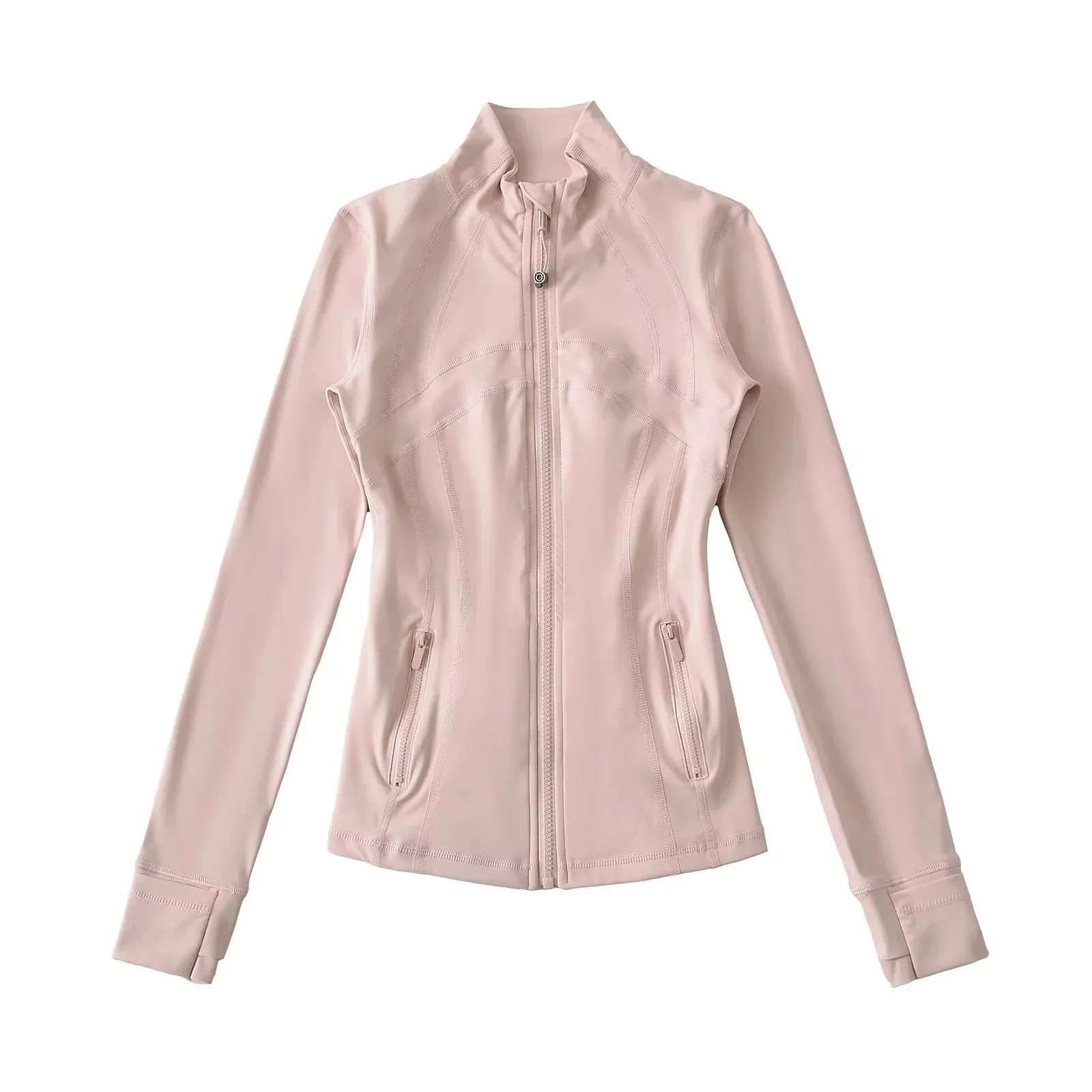 Stand-up collar yoga jacket 2025 new model high elasticity slimming waist back mesh for breathability zipper long sleeves   BHD5