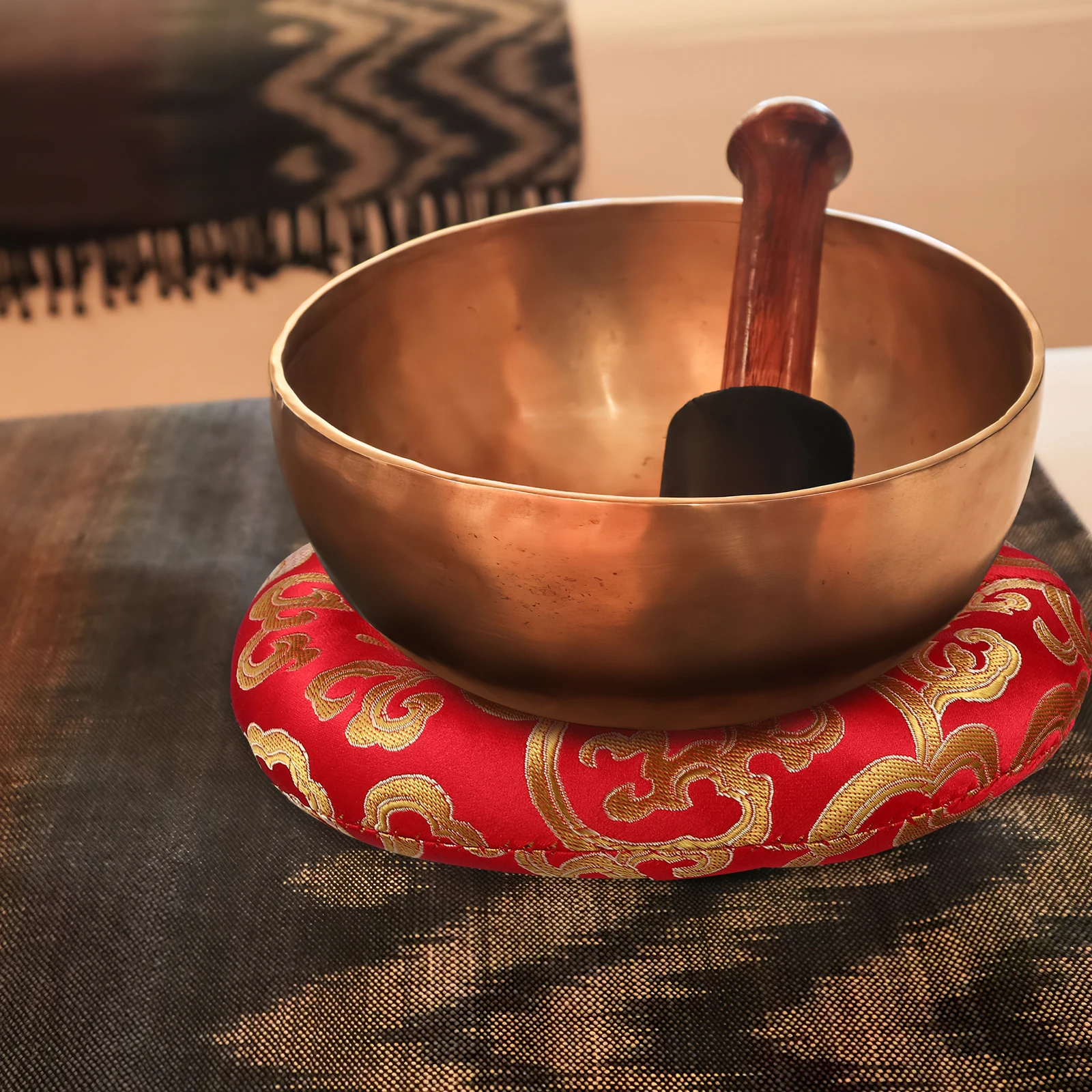 

4pcs Sound Cushion Handmade Tibetan Singing Ring Pad Decorative Bowl Holder For Meditation Yoga Mat Chinese Style