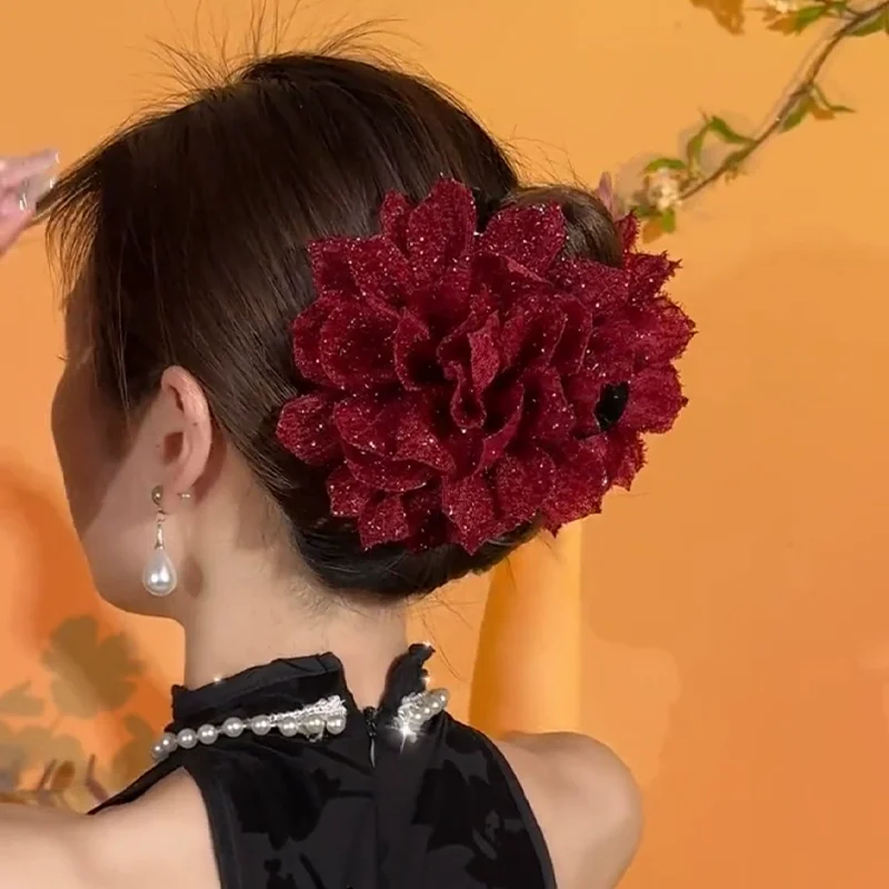 

Women Korean Style Flower Hair Claws New Headwear Black Flower Hair Clips Lady Hair Styling Tools Clip Headdress New Headwear