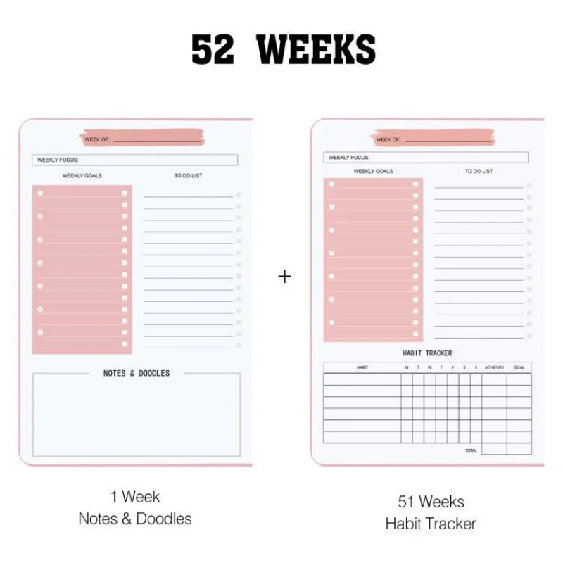 Imagem -02 - Inglês Notebook With Goal Habit Schedules a5 Agenda Planner Organizador Diário Semanal Notebook Espanhol Papelaria Escolar