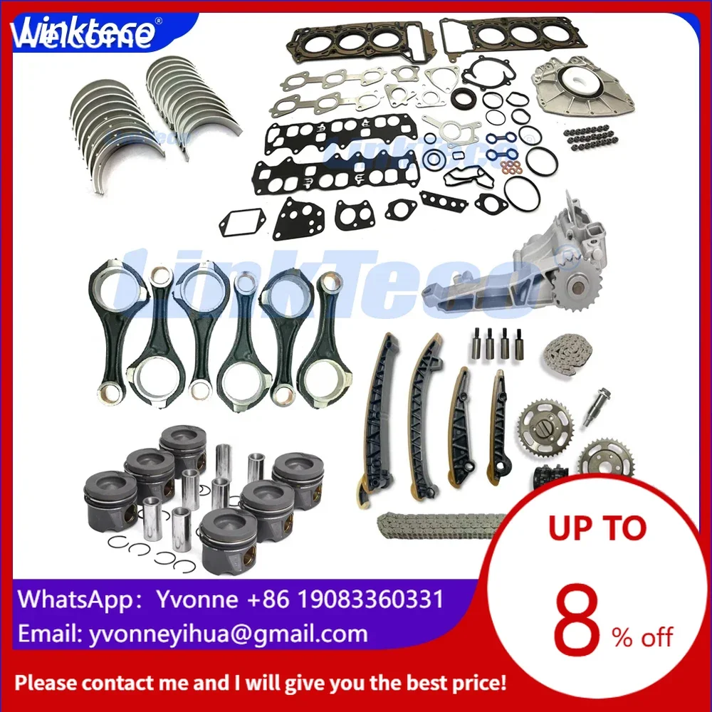 Juego completo de juntas de motor, Kit de cadena de distribución de anillo de pistón de cojinete de varilla cónica, bomba de aceite compatible con 3,0 T L OM642 para 3,0 T MERCEDES-BENZ W166 X166