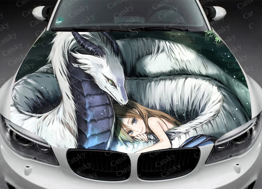 White Dragon Car Hood Decal Car Decals Vinyl Sticker Graphic Wrap Decal White Dragon Truck Decal Truck Graphic Bonnet Decal Jeep