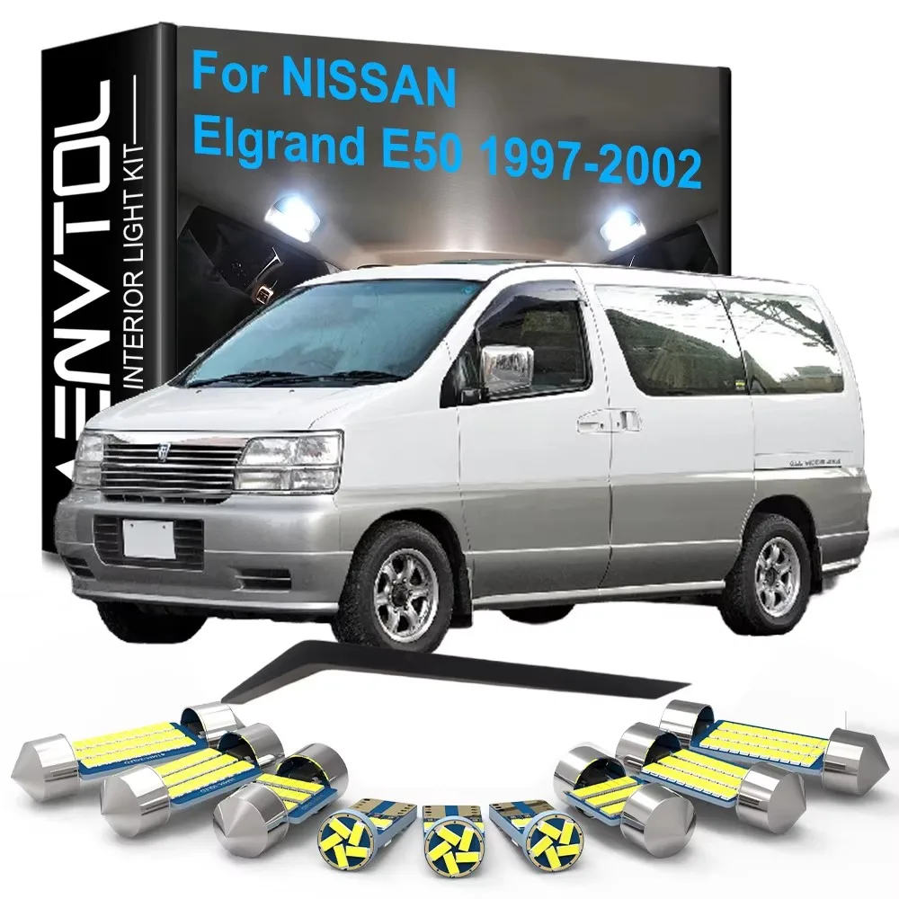 

13 шт. светодиодные внутренние фонари Canbus для Nissan Elgrand E50 1997 1998 1999 2000 2001 2002 автомобильные купольные лампы для чтения багажника номерного знака