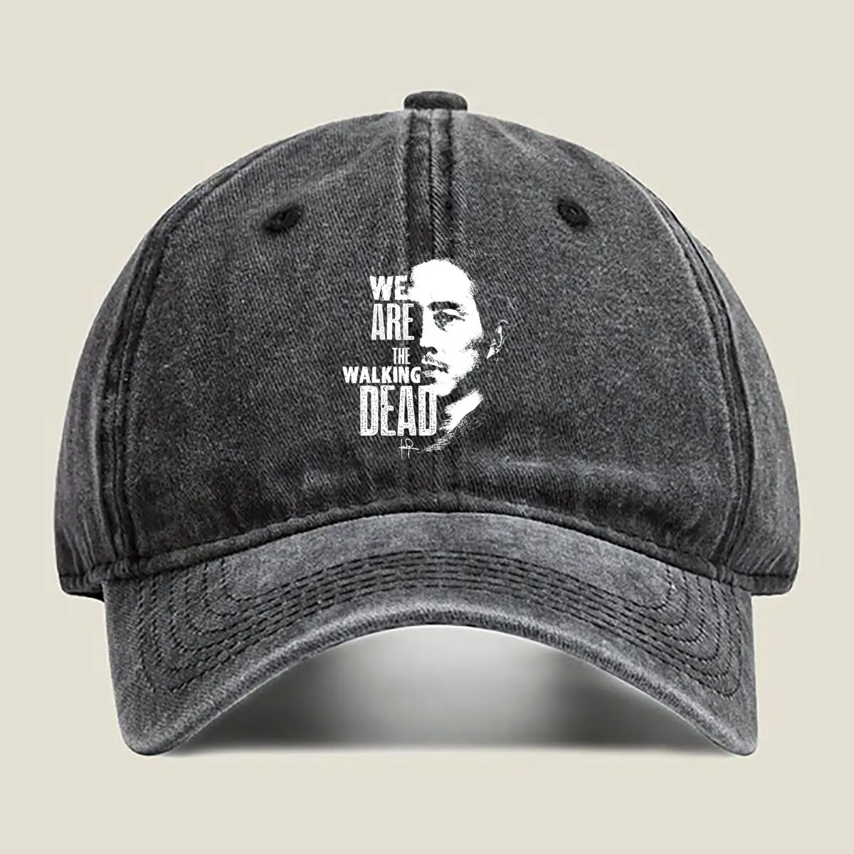 Walking Dead Art “WE ARE THE WALKING DEAD” with Faded, Portrait - Themed Design Washed Baseball Cap