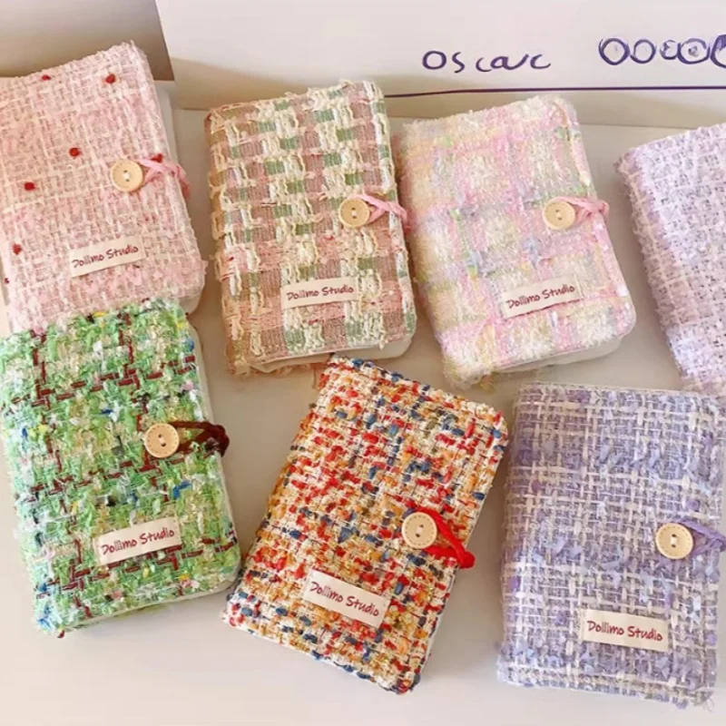 A7 Soft Weaving Binder Notebook Journal Cute Girl Ins Portable Grid Blank to Do Diary Notepad Mini Pocket Handbook Plan Book