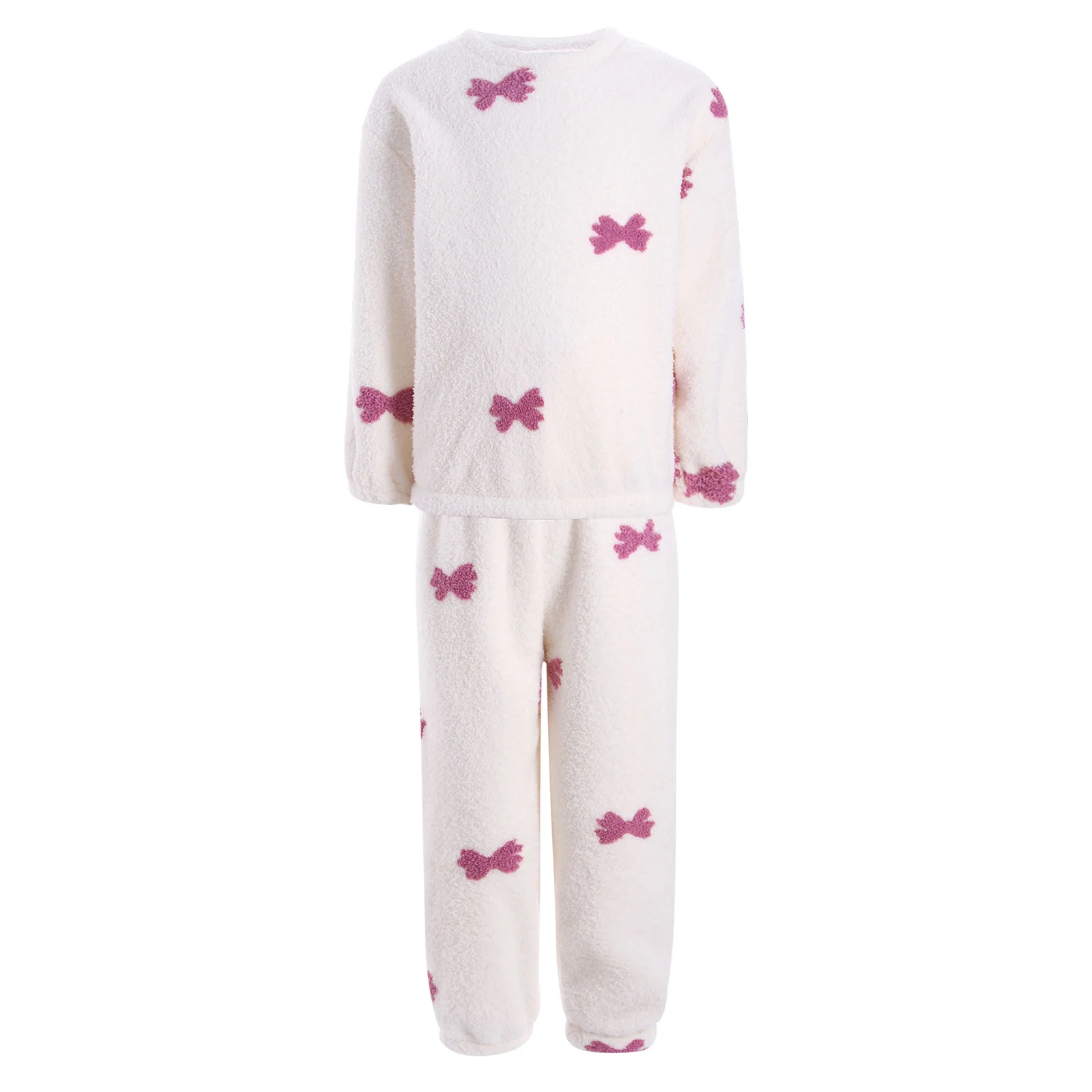 Kids Autumn Winter Sleepwear Flannel Pajamas Girls Boys Long Sleeve Suits Comfortable Cozy Warm Dailywear Loungewear Homewear