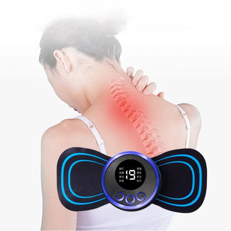 

Ems Portable Cervical Massager with Remote Control Electric Massage Stimulator and Back Adjustable Massage Tool