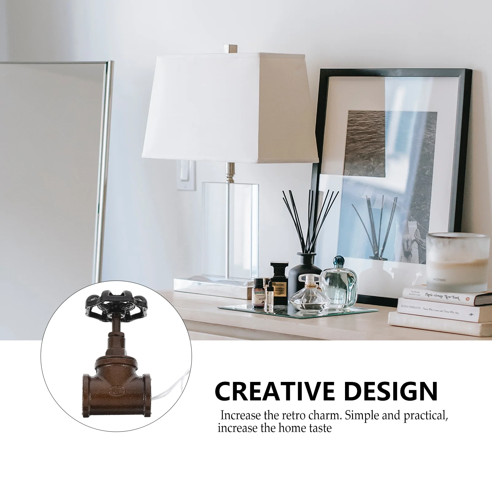 

Retro Switch Globe Valve Steampunk Style Easy Install Home Pipe Light Switch Decor Night Lamp Accessories