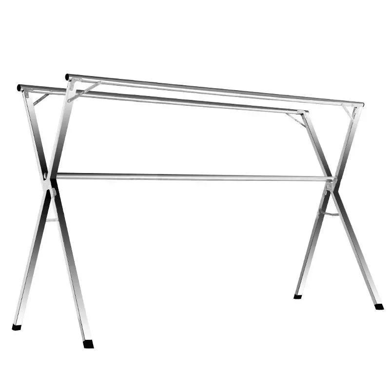 

Folding Stainless Steel Clothes Drying Rack Floor Indoor Home Balcony Bedroom Outdoor Cool Telescopic Pole Quilt Drying Artifact