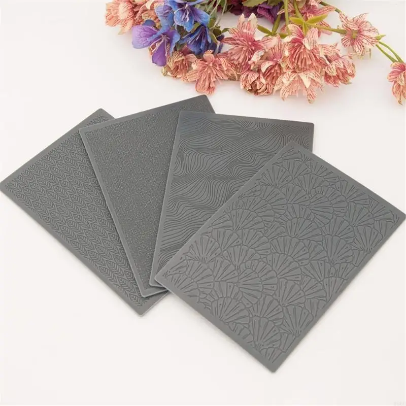 896b 4pcs Эстетический лист текстур, глиняный мат с глиняными серьгами из тиснения 896b 4pcs Эстетический лист текстур, глиняный мат с глиняными серьгами из тиснения