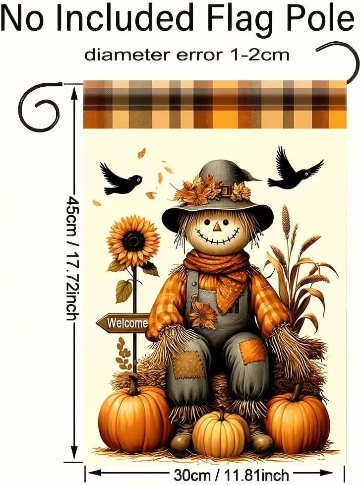 سقوط حديقة العلم فزاعة اليقطين عباد الشمس 12x18 بوصة مزدوجة الوجهين في الهواء الطلق ساحة راية لخريف الحصاد الشكر Por FFI #2