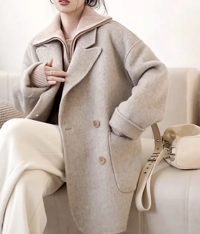 

Шерстяные пальто, женское шерстяное пальто, корейский стиль, женское зимнее замшевое пальто с рисунком, на молнии с боковой застежкой, регулируемая уличная одежда
