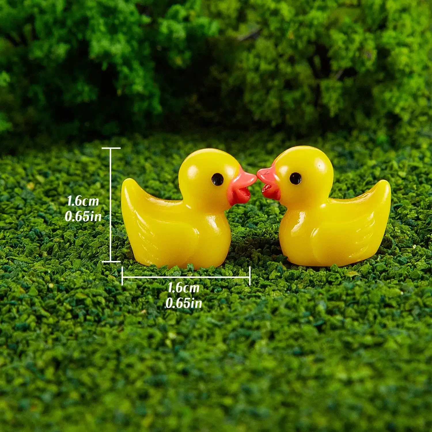 50/100pcs Resin Mini Duck Miniature Figurines Ornaments Decor Yellow Animal Garden Craft Tiny Ducks Landscape Plant Garden Decor