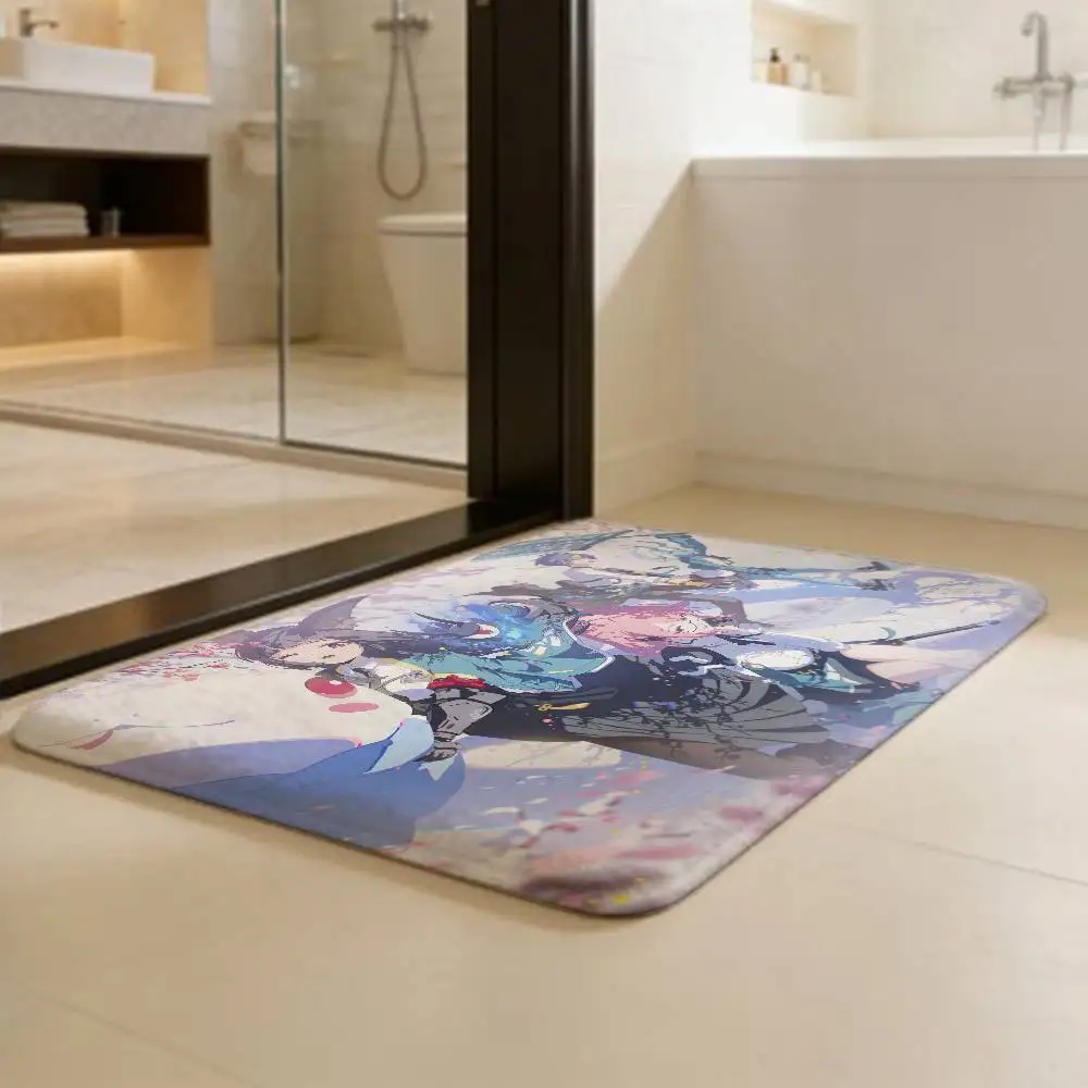 Zenless Zone Zero Hoshimi Miyabi Floor Mat Rectangle Anti-slip Home Soft Badmat Front Door Indoor Outdoor Mat Hotel Decor Mat