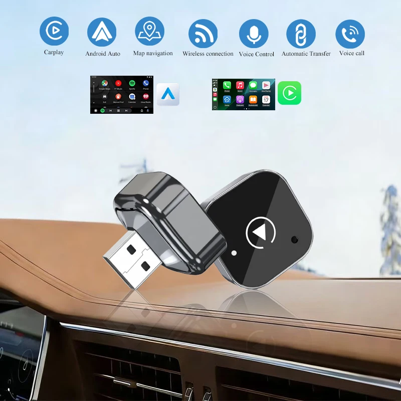 

Wireless CarPlay Adapter Android Auto Wired to Wireless Automatic Connection AI Smart Box for All Cars With Wired CarPlay