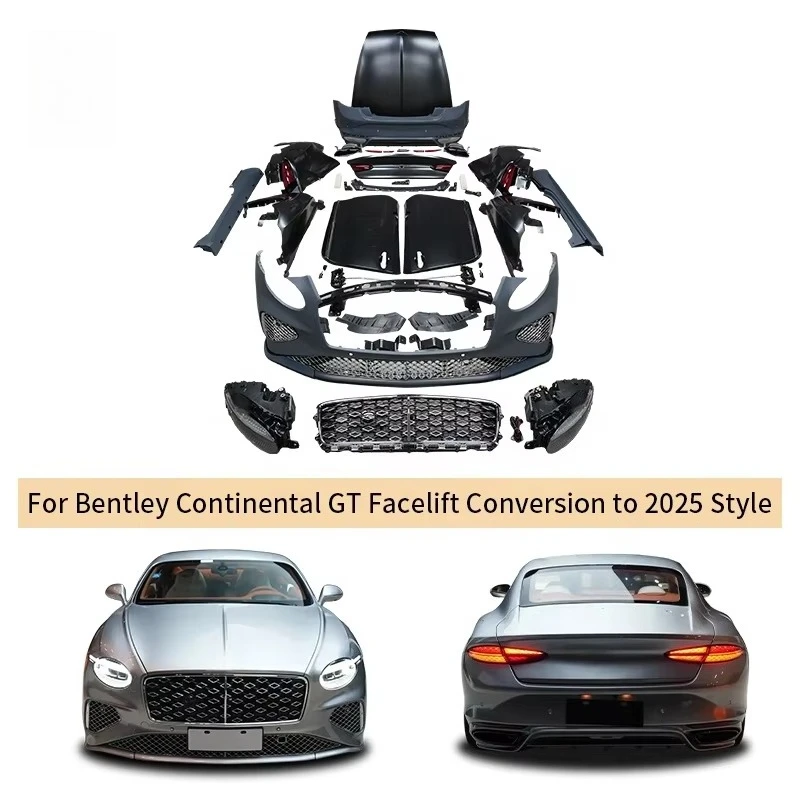 For Continental GT Coupe 2004-2019 Old to New 2025 Model Body Kit PP+Iron Material Car Bumper Headlight Side Fender