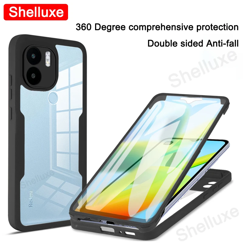 

360 Full Body Front+Back Clear Case Shelluxe For Redmi A1 A1+ For Xiaomi Redmi A2 Plus A2+ Silicone Double Sided Phone Cover
