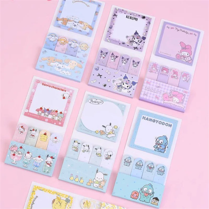 sanrio melody kuromi cinnamoroll memo pad sticky notes etiqueta de papelaria planejador notepad etiqueta post abastecimento escolar 24 pcs por lote 01