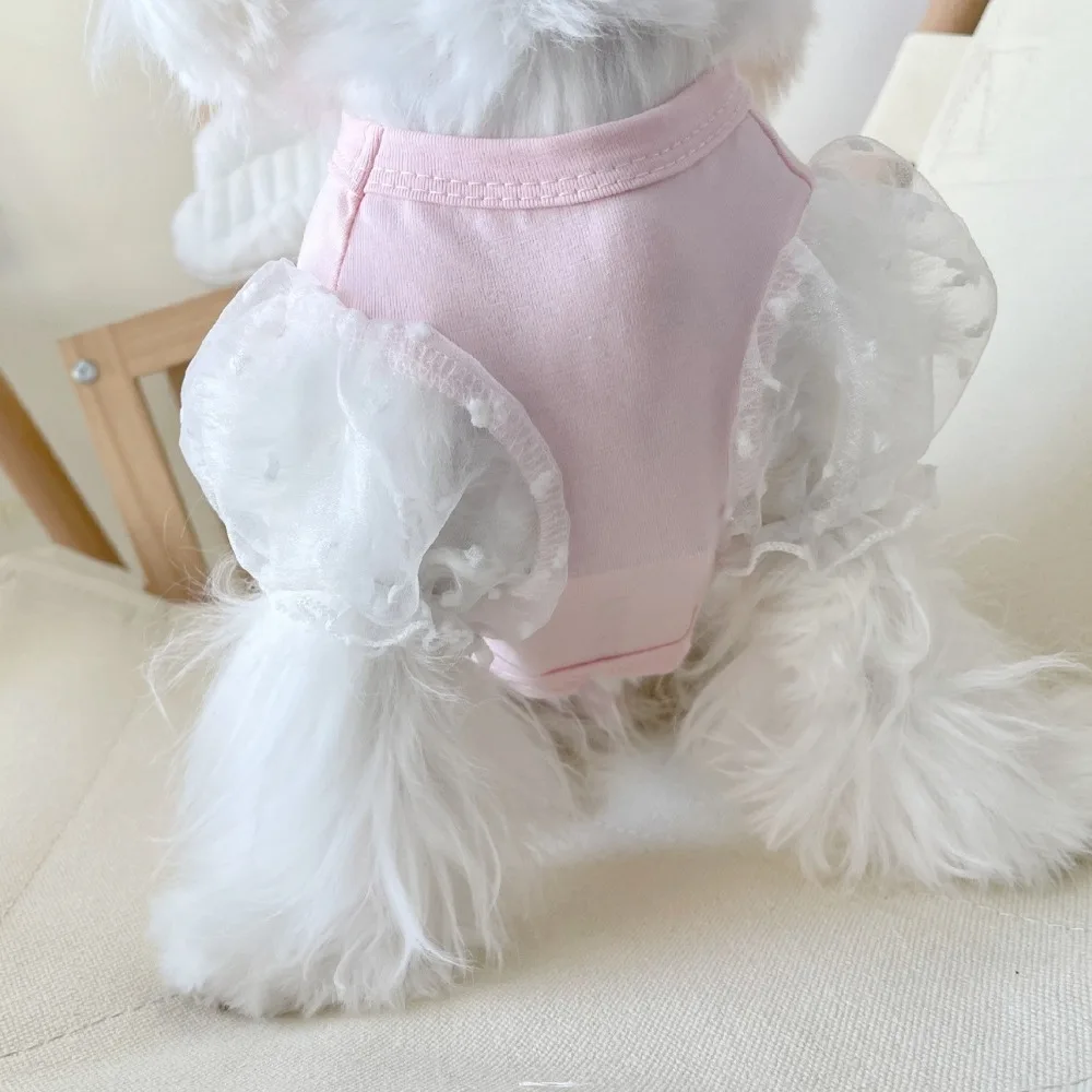 Pet Mesh Bubble Sleeve Basecoat Pet Clothing Dog T-shirt Little Dog Teddy Yorkshire Maltese Dog T-shirt Autumn/Winter Dog Vest