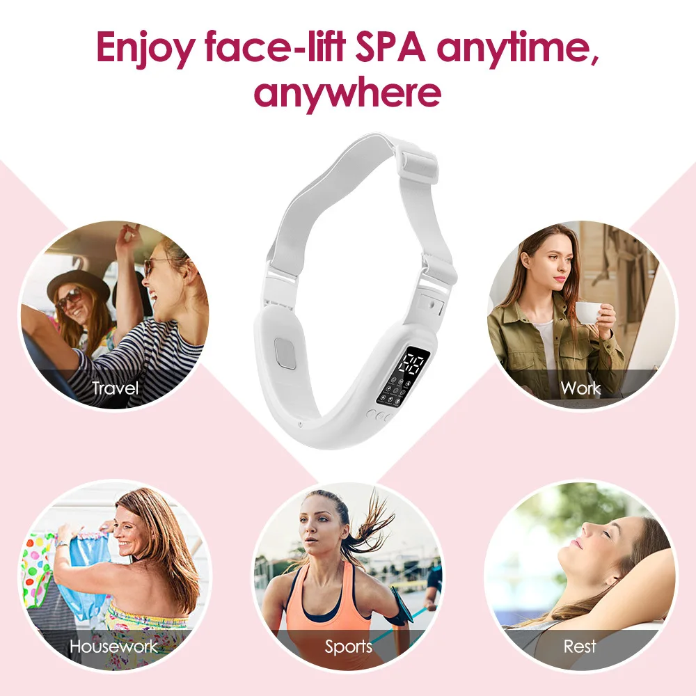 V-shaped face device ems microcurrent facial shaping smart display beauty instrument face slimming double chin