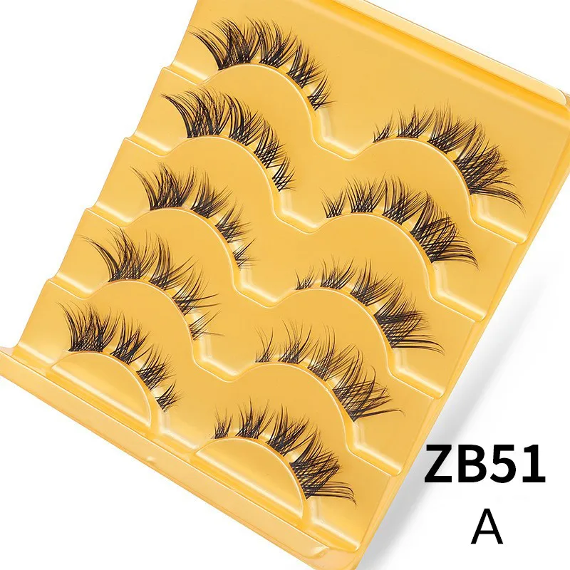 5 Tray/Pack  Artificial natural multi-layer curling thick multi-layer curling thick transparent stem eyelashes