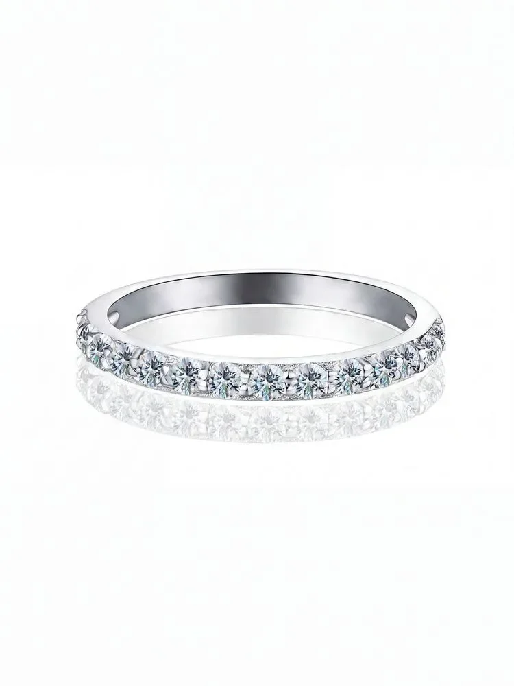 Echte 1,9MM Moissanit-Diamant Solitär Stapelbare Eheringe für Frauen 925 Sterling Silber Mode Qualität Feiner Schmuck – Detail 6