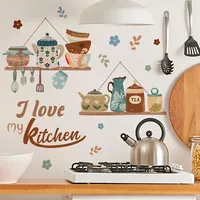 Adhesive Wallpapers Kitchen Supplies Pattern Wall Sticker For Kitchen Restaurant Background Decoration Mural Art Home Decor