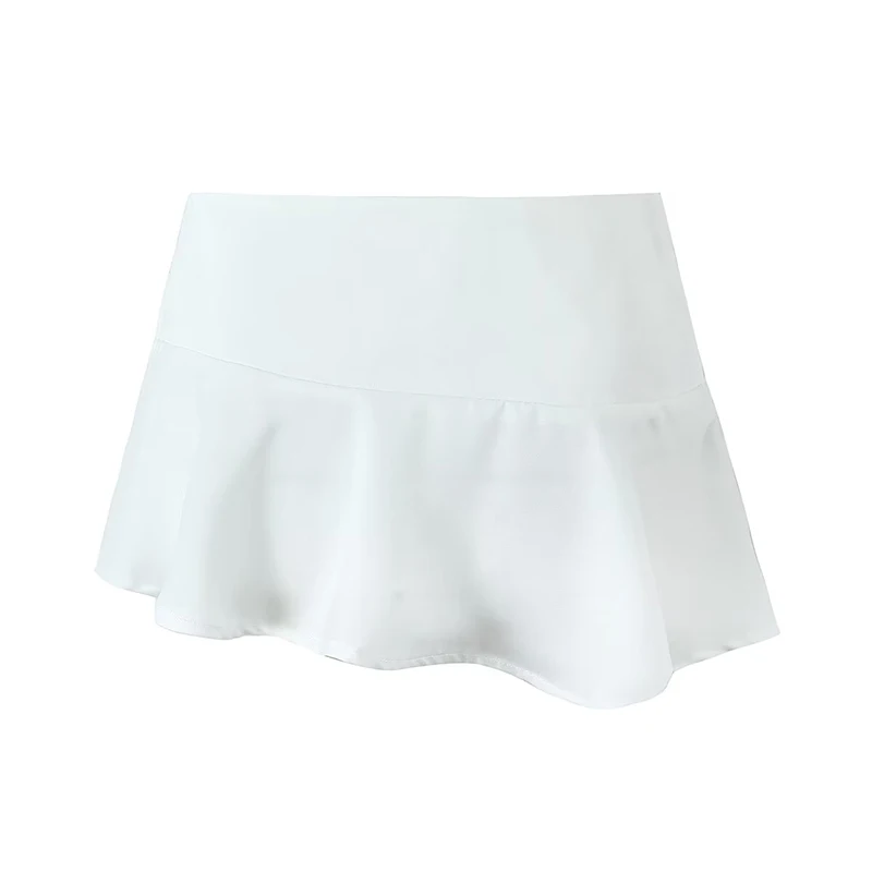 YENKYE Nieuwe Vrouwen Sexy Lage Taille Asymmetrische Minirok Zijknop Rits Witte Zomerrokken