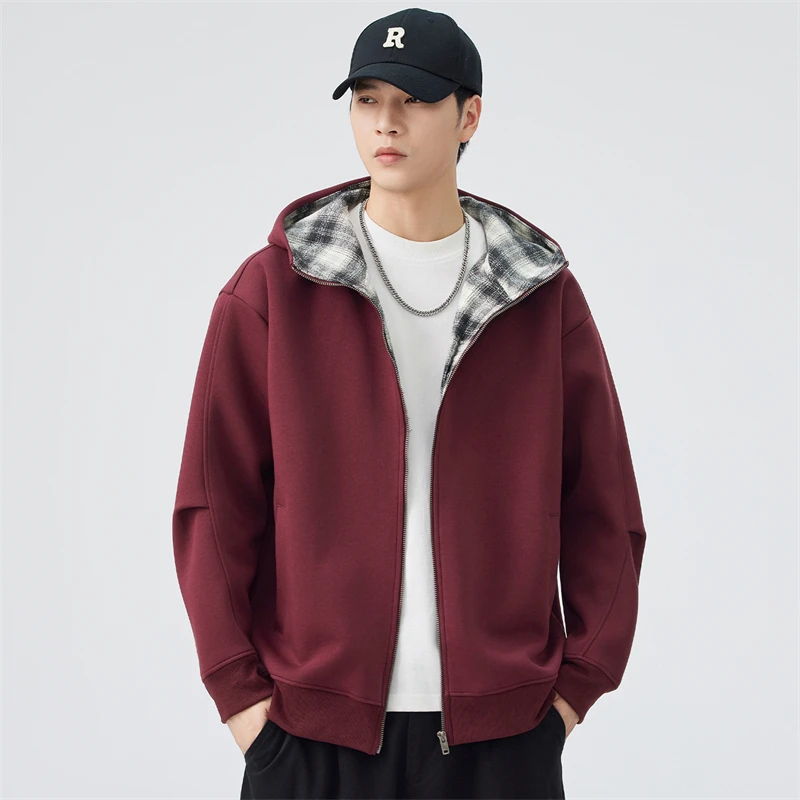 سترة بغطاء للرأس ثقيلة الوزن أمريكية فضفاضة بسحاب متباين للزوجين للخريف والشتاء سترة يابانية متعددة الاستخدامات من القطن #2