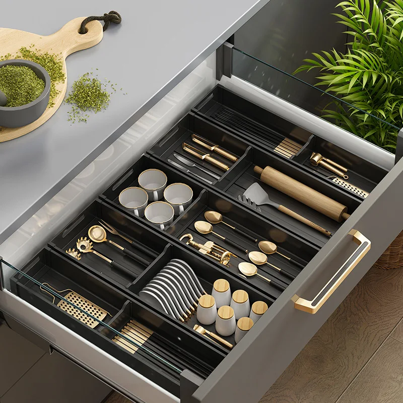 

Drawer Divider Cutlery Storage Box Kitchen Household Cabinet Built-in Tableware Knife Fork Chopsticks Rack Kitchenware Storage