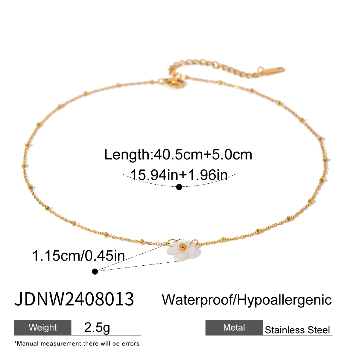 18K Gold Plated Stainless Steel Flower Open Ring & Necklace Set
