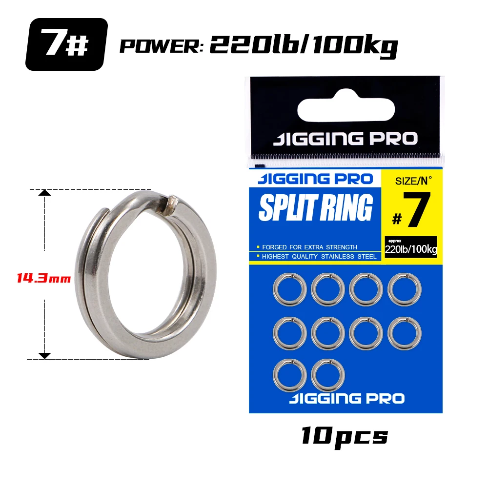 JIGGING PRO Edelstahl Split Ringe Angeln Anschlüsse Snap Ringe 10/15 Stücke Heavy Duty Salzwasser Angeln Zubehör