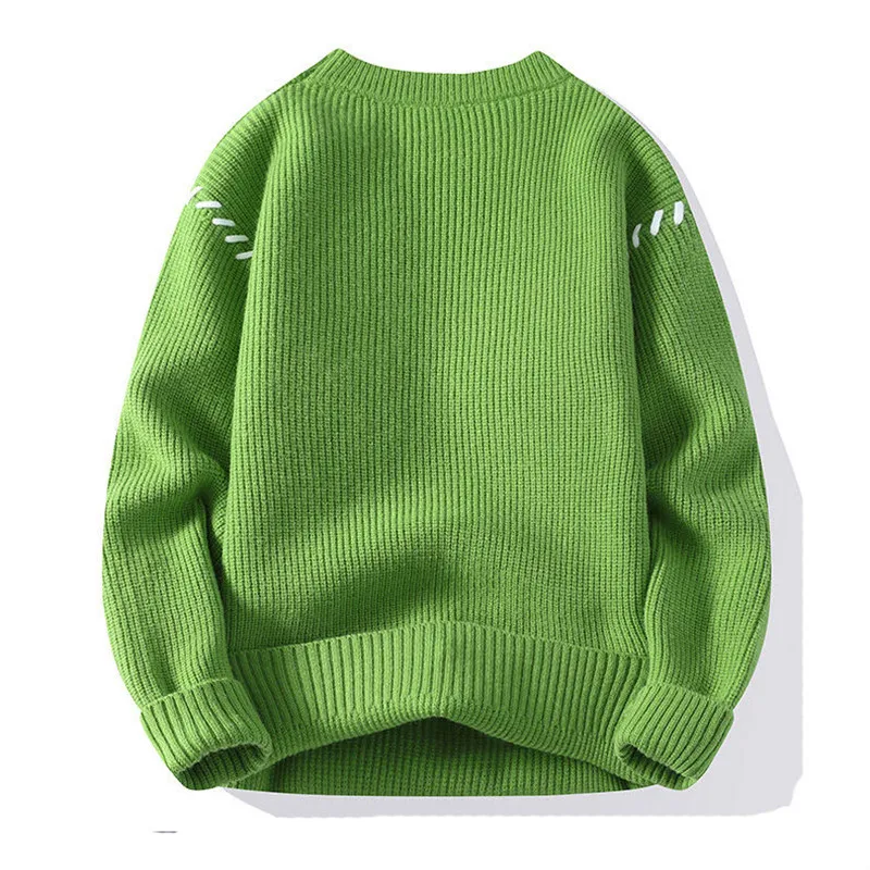 Autumn Winter Men\'s Sweater Warm Knit Pullovers Fashion Loose Knitted Sweaters Men Youthful Vitality Patchwork Casual Pullovers