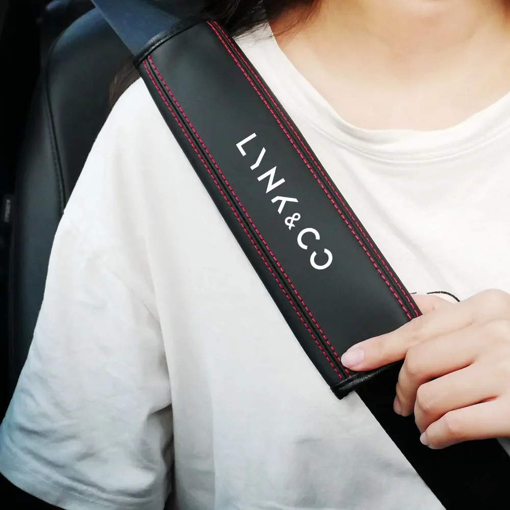 1 Pcs Car Seat Belt Leather Safety Belt Shoulder Cover Car Styling Protect Shoulders Pads Case for Lynk & Co 05 01 02 03 06