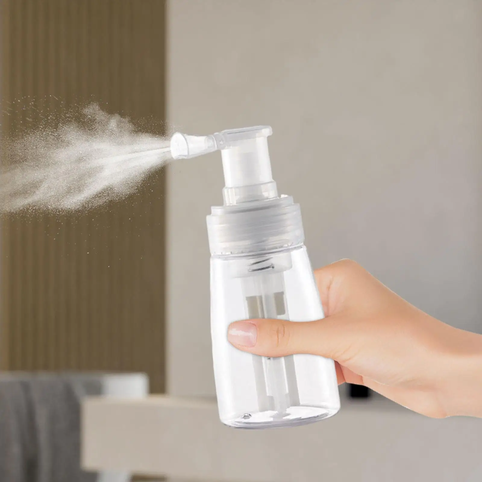 Clear Plastic Powder Spray Bottle Refillable Dry Shampoo Container for Home and Beauty Salon Use view 6