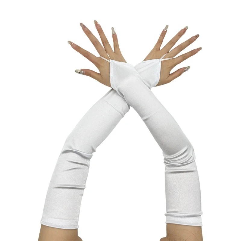 Long Gloves for Women Dancing Elastic Fingerless Gloves Satins Dropship