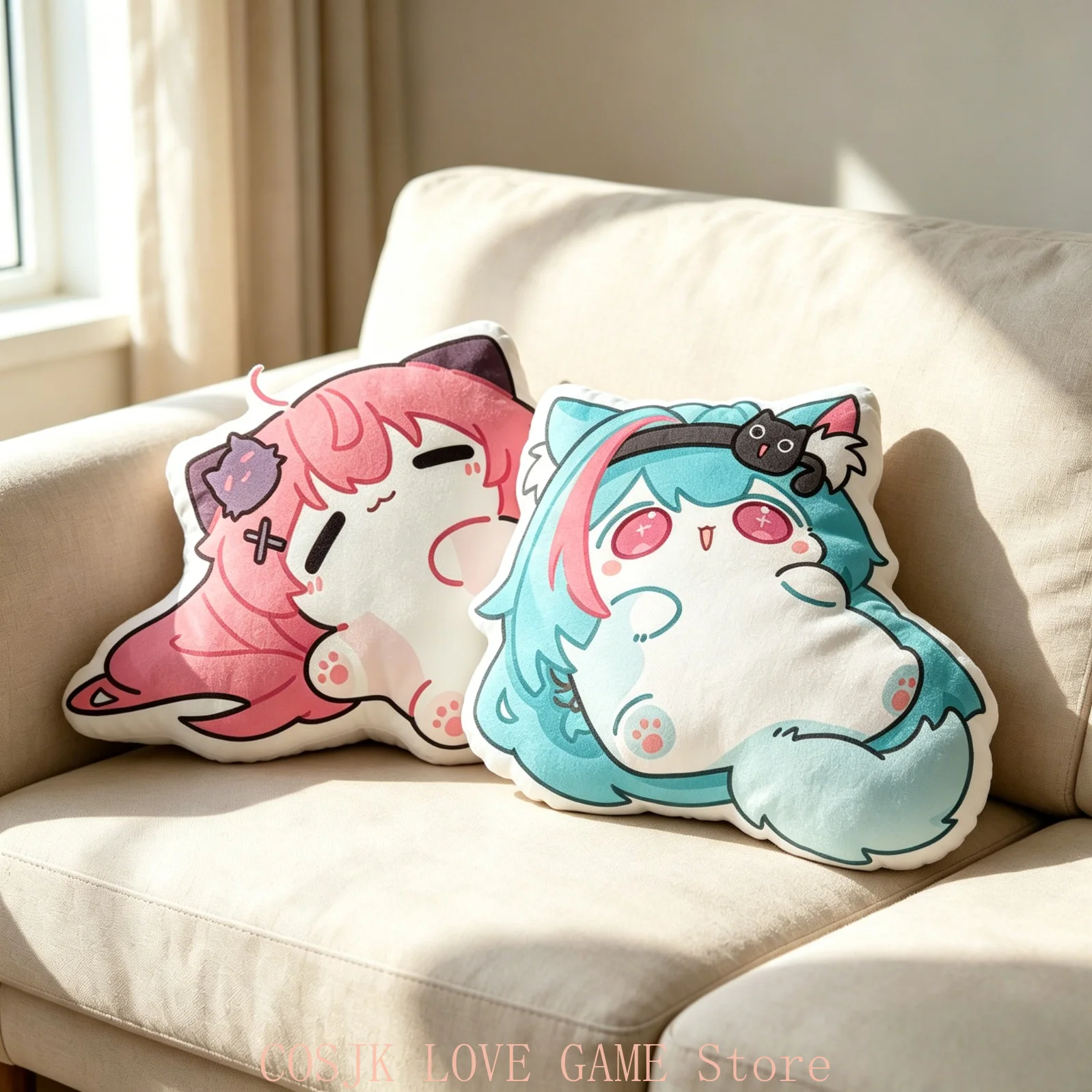 Anime Neverness to Everness NTE Nanally Coluccis Hotori Katzen-Plüschkissen, Weiche Kuschelkissen, Stofftier-Dekokissen