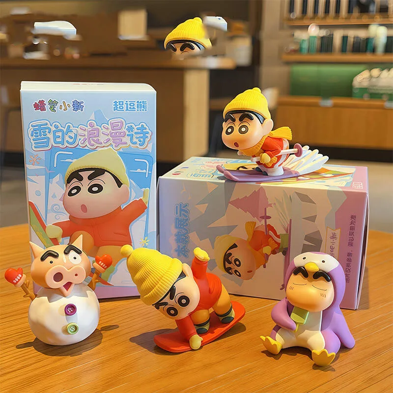 Kawaii Shin Chan Romantic Snow Poem Figure Office Desk Car Home Decor Ornament Birthday Souvenir Present Gift for Girls