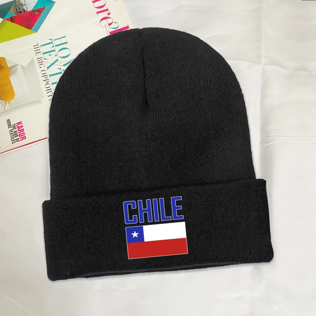 CHILE Country Flag Top Print Men Women Unisex Knitted Hat Winter Autumn Beanie Cap Warm Bonnet