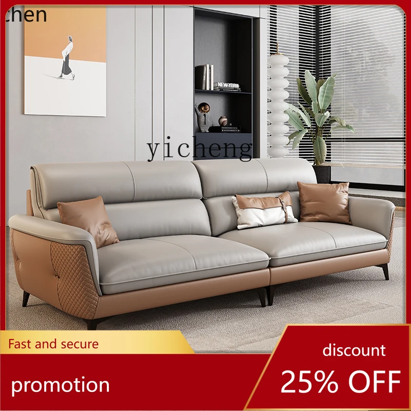 

YFY Office Sofa Reception Business Meeting Genuine Leather Sofa Coffee Table Set Three-Seater