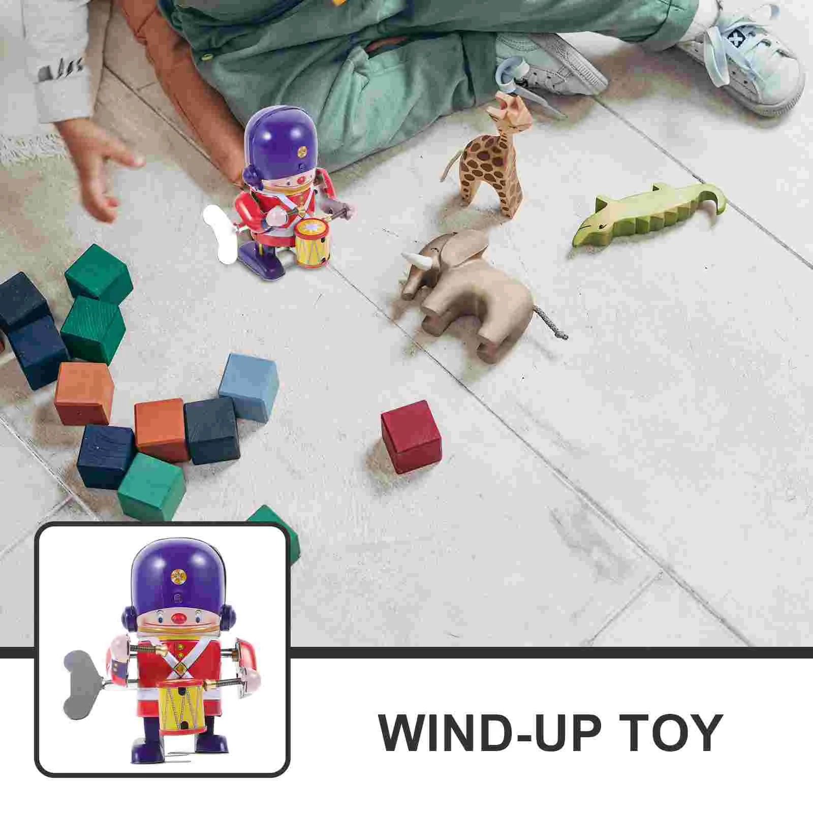 Tin Toys Lovely Clockwork Childrens Robot Wind up Drummer Delicate Wind-up Iron Novelty Toddler