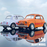 1:36 Alloy Vintage Diecast Car Model FIAT MINI Classic Pull Back Car Model Miniature Vehicle Replica For Collection Gift