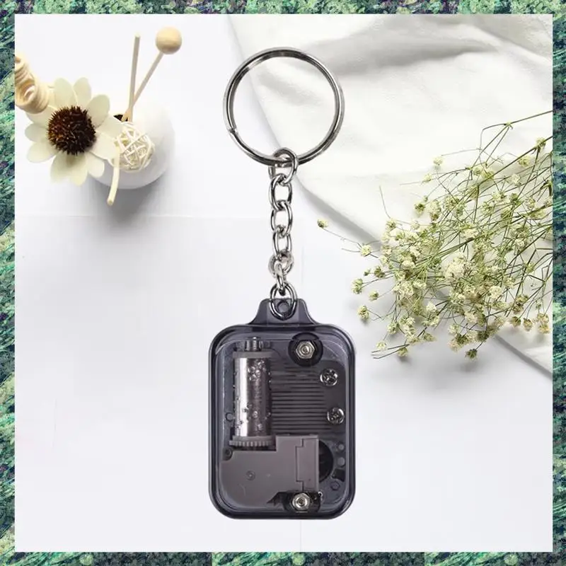 SCLS Music Keychain Women Men Mini Music Box Movement Key Ring Musical Instrument Toy Car Bag Pendant Charms Jewelry